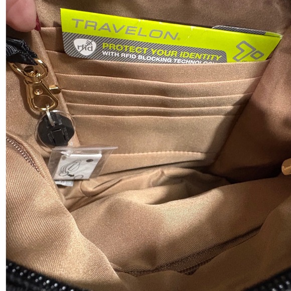 Travelon Anti Theft Crossbody Bag Black RFID Blocking Adjustable‎ Strap - Picture 3 of 7